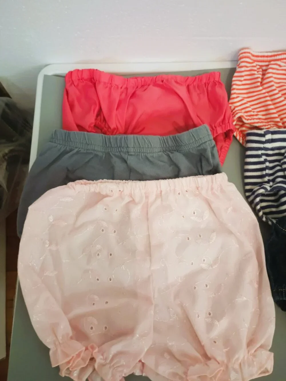 6 Bloomers Panties 12m-18m Different Colors & Designs 1 pair Denim 1 pair Eyelet